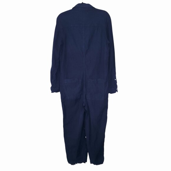 Frank & Eileen Northern Ireland Jumpsuit Navy Blue Italian Linen Size M - Picture 7 of 9